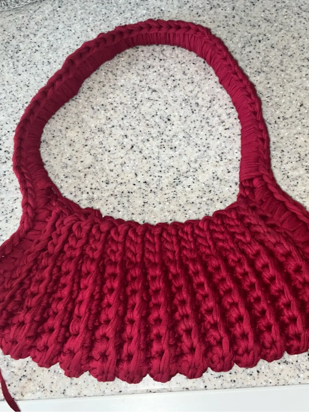 Handmade Burgundy Red Crochet Hobo Shoulder Bag